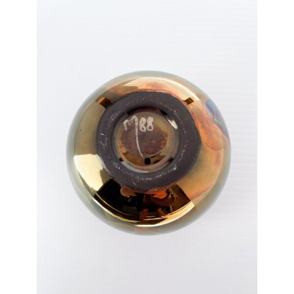 80s glazed pottery iridescent pottery vase - Picture 4 of 4